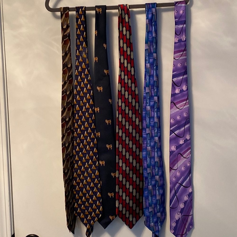 Lot of 6 Ties Valentino Cravatte, Fumagallis, J Garcia, O’Connell Lucas-Chelf